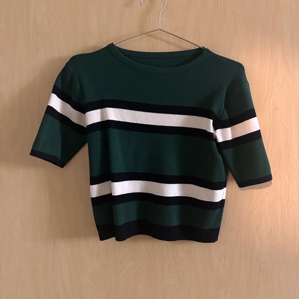 Beautiful striped green black office knit